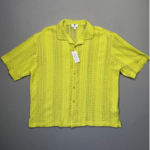 Mode of One Other - Mode of One Men's Crochet Relaxed fit Camp Shirt Harvest Pear Large $50